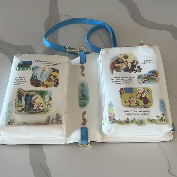 Loungefly Pinocchio Storybook Crossbody/Backpack - Picture 5 of 11